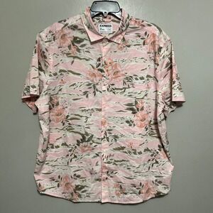 Express Mens Button Up Shirt XL Pink Floral Camo Slim Fit Soft Wash